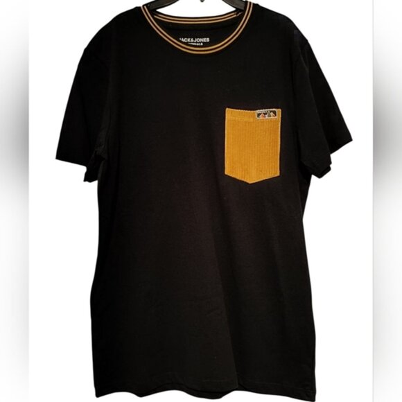 M👕Jack & Jones Black & Cream Short Sleeve 2 T-shirts Tees Unisex - Picture 2 of 12
